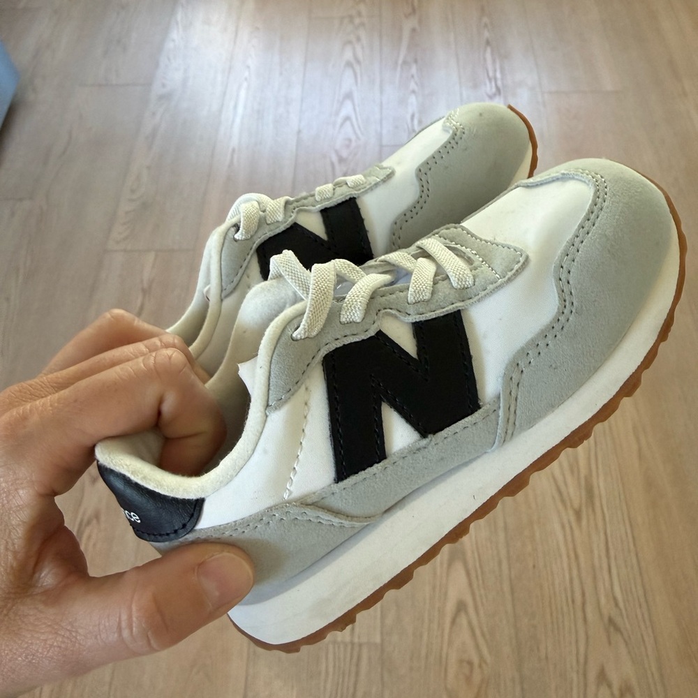 New Balance Kids' White and Gray Sneakers